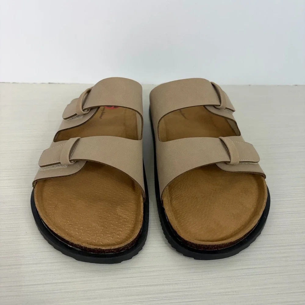 Tommy Bahama Men Double Ban Leather Sandals Adjustable Straps Size 10 TRF Truite